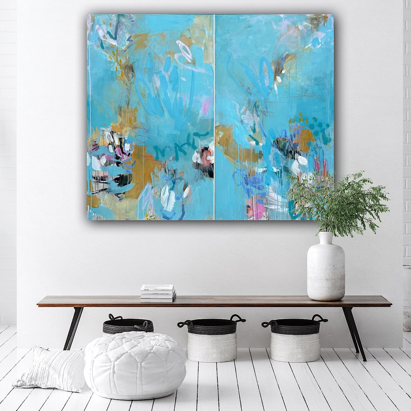 "Wrapped in Blue" Diptych
